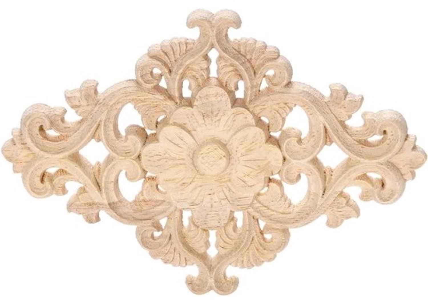 Decoratief lijstwerk - Houten appliqué - Om meubels te decoreren - Met prachtig snijpatroon - 15 x 10.5 cm - Ongeverfd