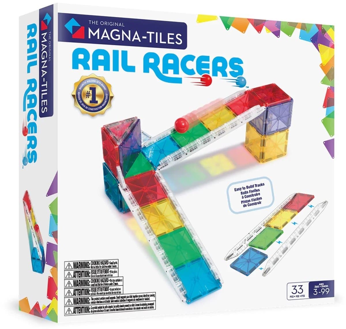 MAGNA-TILES Rail Racers - Magnetische Bouwset - 33-delig - Racebaan - Vanaf 3 Jaar