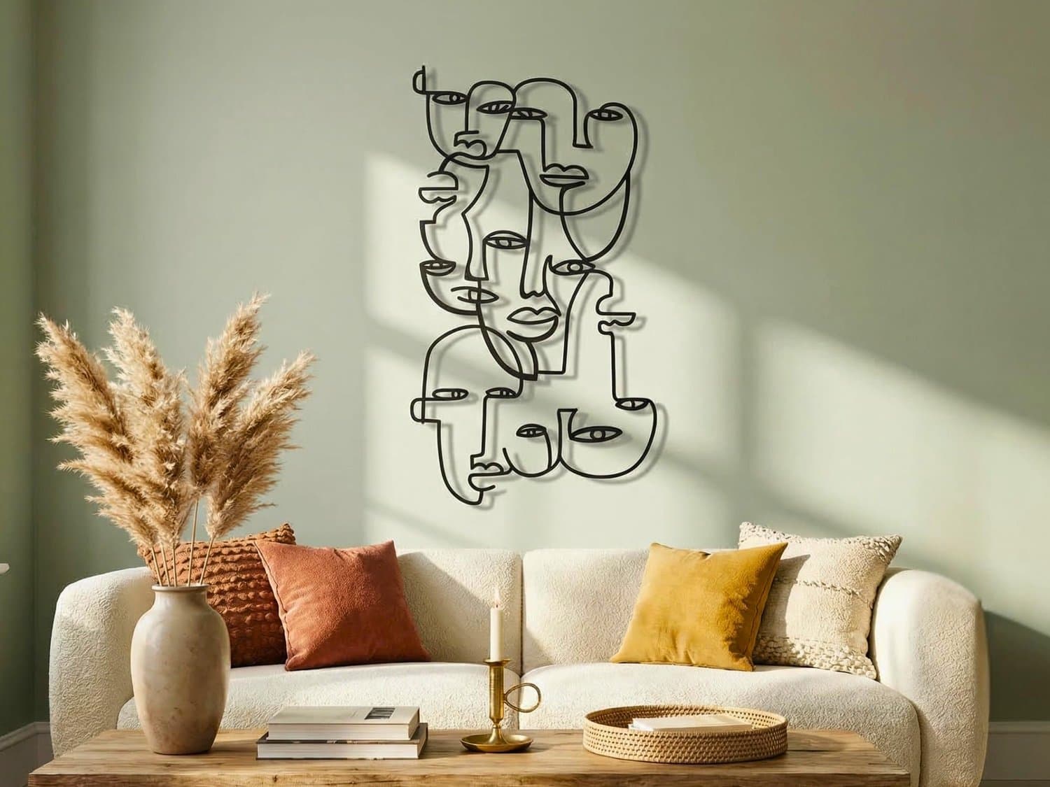 VAILLA Gezichten Wanddecoratie Hout 3D – Wall Art Slaapkamer Kantoor Hal – 28 x 50 cm