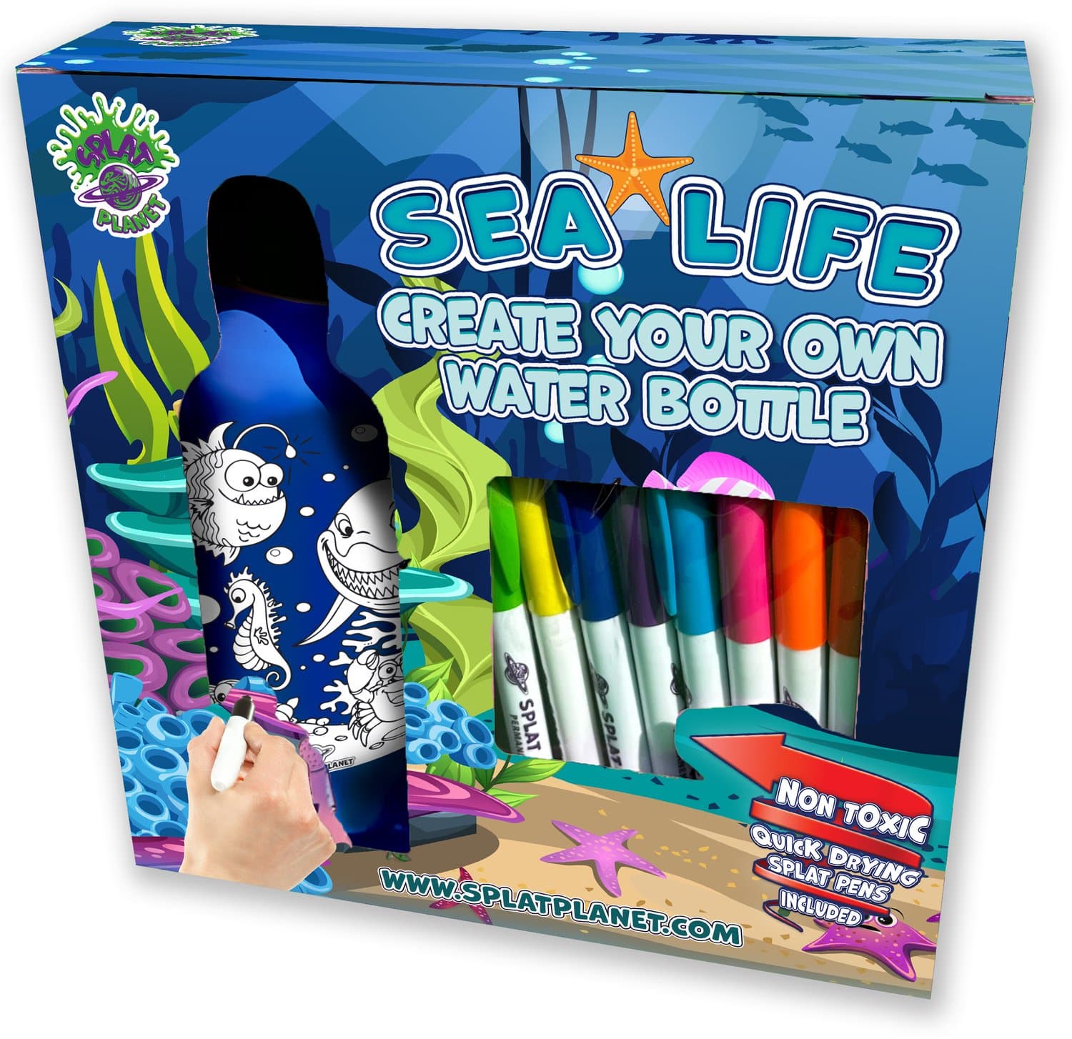Splat Planet Versier Je Eigen Waterfles Set Zee leven 22 x 24 x 9 cm