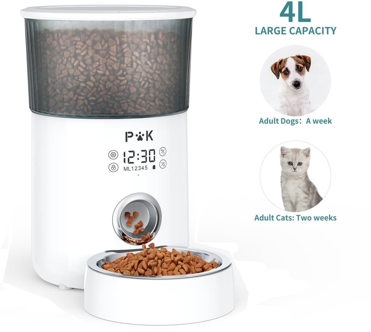 PUPPY KITTY Automatische Voerbak – Touchscreenbediening Voerbak – 4L - Voerautomaat - Voerdispenser - Voerbak Kat – Voerbak Hond - Voerautomaat Kat - Zwart