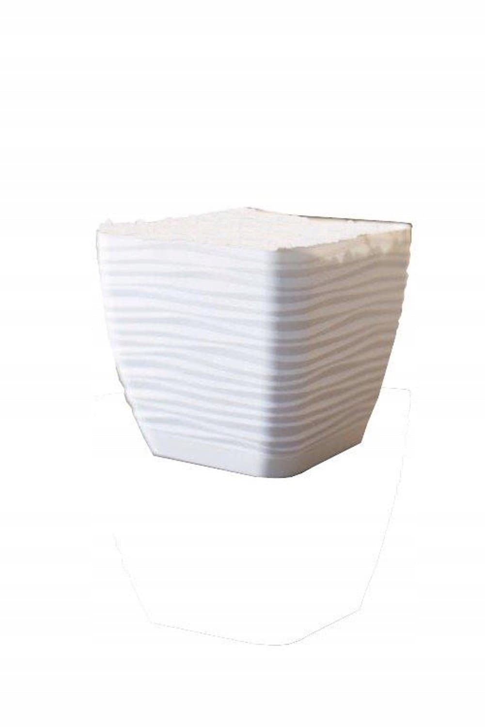 Sahara Petit Vierkante Pot met Schotel 13cm Wit