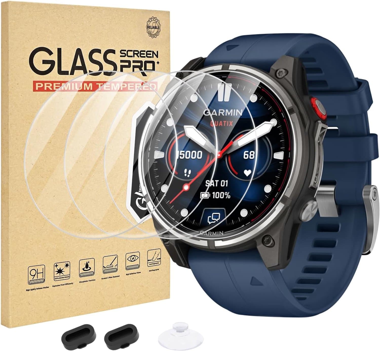 4-pack compatibel met Garmin Quatix 8 Pro/8 47 mm displayglas, transparant, ultradun en krasbestendig, 9H geharde - ShopVlot