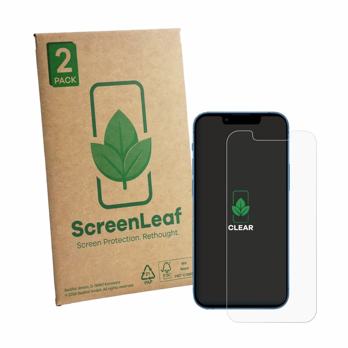 ScreenLeaf - Screenprotector voor Apple iPhone 13 mini - Duurzame schermbescherming Folie Beschermfolie transparant 2 Stuks