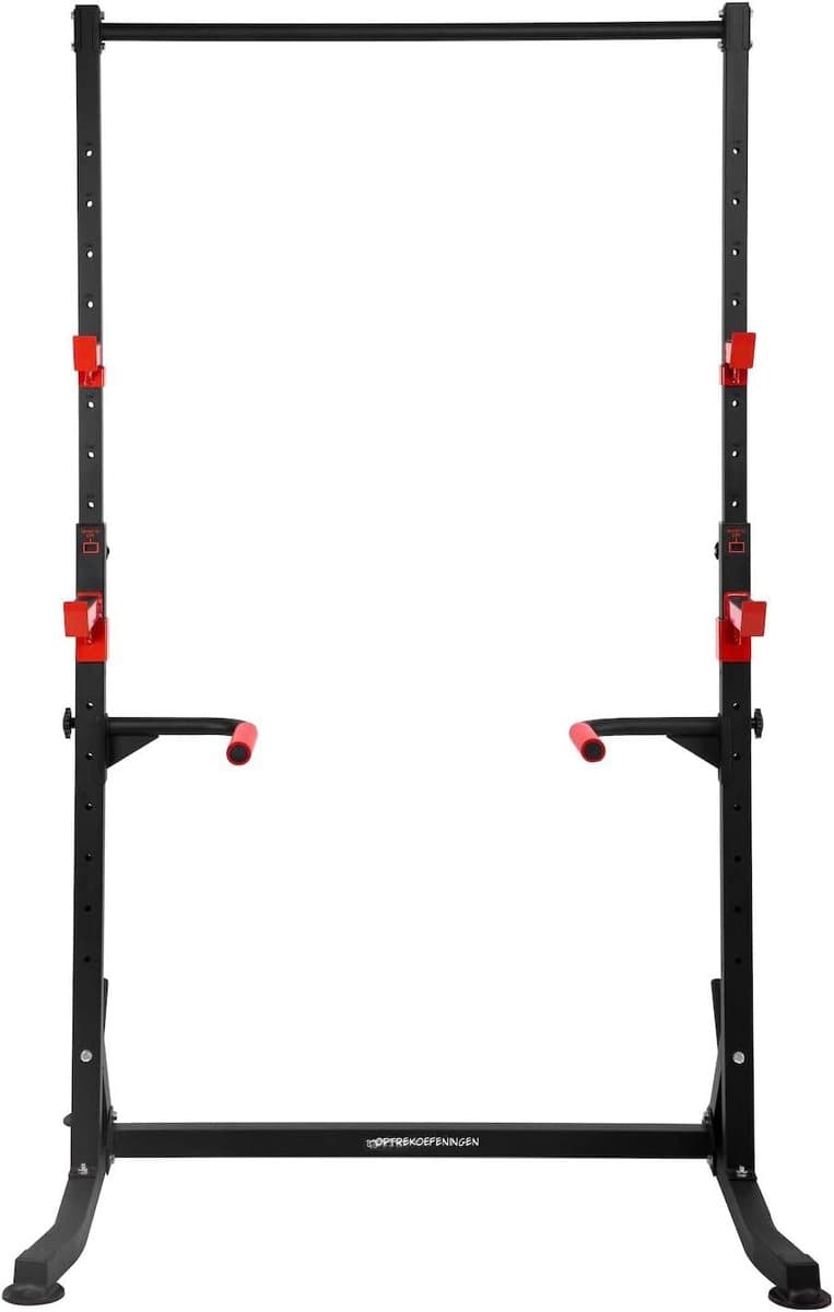 Kavora Squat Rack - Pull up Station - Power Rack - Zwart/Rood - 126cm x 126cm x 219cm
