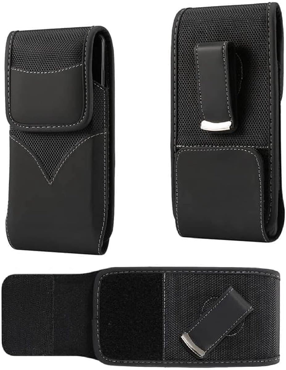 Style Nylon Belt Holster with Swivel Metal Clip voor LG L51AL Treasure/K Series K7 (LG M1) - Black