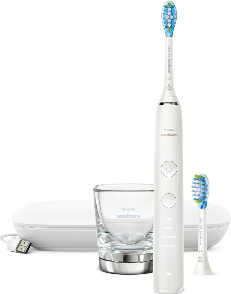 Philips Sonicare DiamondClean 9000 serie - Elektrische tandenborstel - Oplaadglas - Wit - HX9913/17