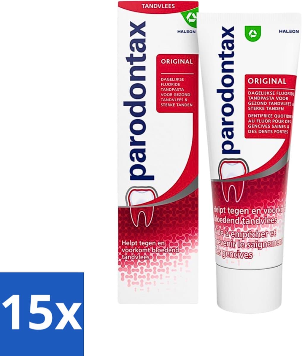 15 x Parodontax - Tandpasta - Original - Versterkt Tandvlees & Verwijdert Tandplak - 75 ml - Tandpasta - Tandvlees - Tandplak - Bloedend Tandvlees - Fluoridetandpasta