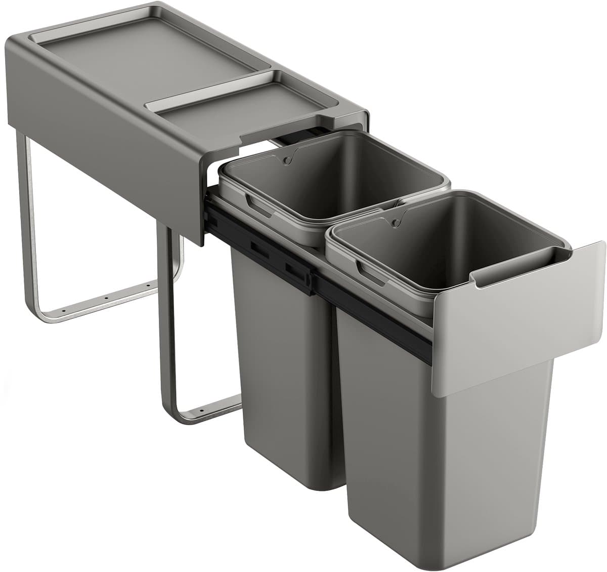 SVITA EM2x14 inbouw afvalbak 28L (2x14L) - 2 compartimenten met deksel afvalscheidingssysteem