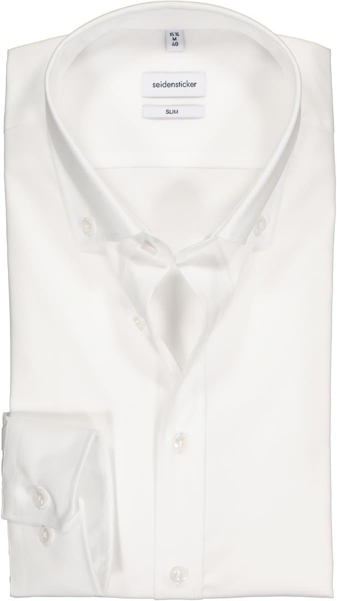 Seidensticker slim fit overhemd - button-down - wit