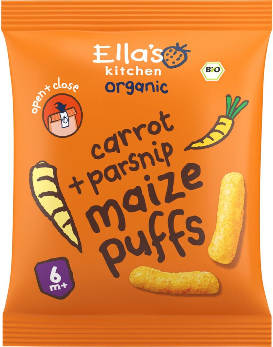 Ella's kitchen Gepoft Smikkelstengels 6+ m Wortel Pastinaak 20 gr - 4x 20 gr - Voordeelverpakking