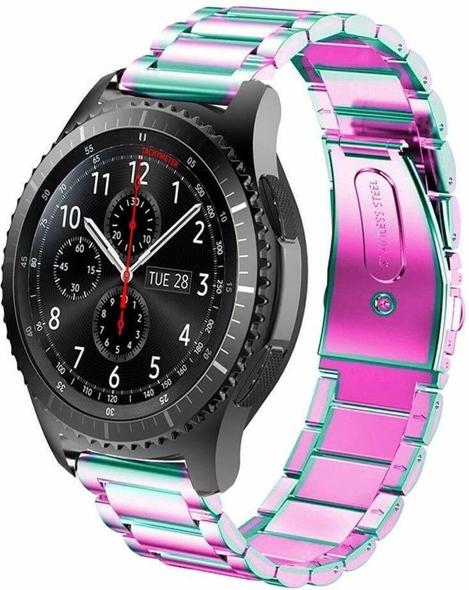 Stalen Band - Geschikt voor Samsung Galaxy Watch 41mm / 42mm - Regenboog