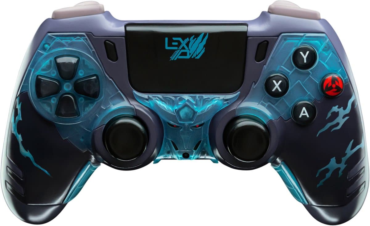 LEXIP Kakashi "Kamui" draadloze controller - Exclusief Naruto Shippuden anime design - bekabeld of draadloos via 2,4 GHz USB dongle - Geschikt voor PC en Nintendo Switch - zwart, lichtblauw