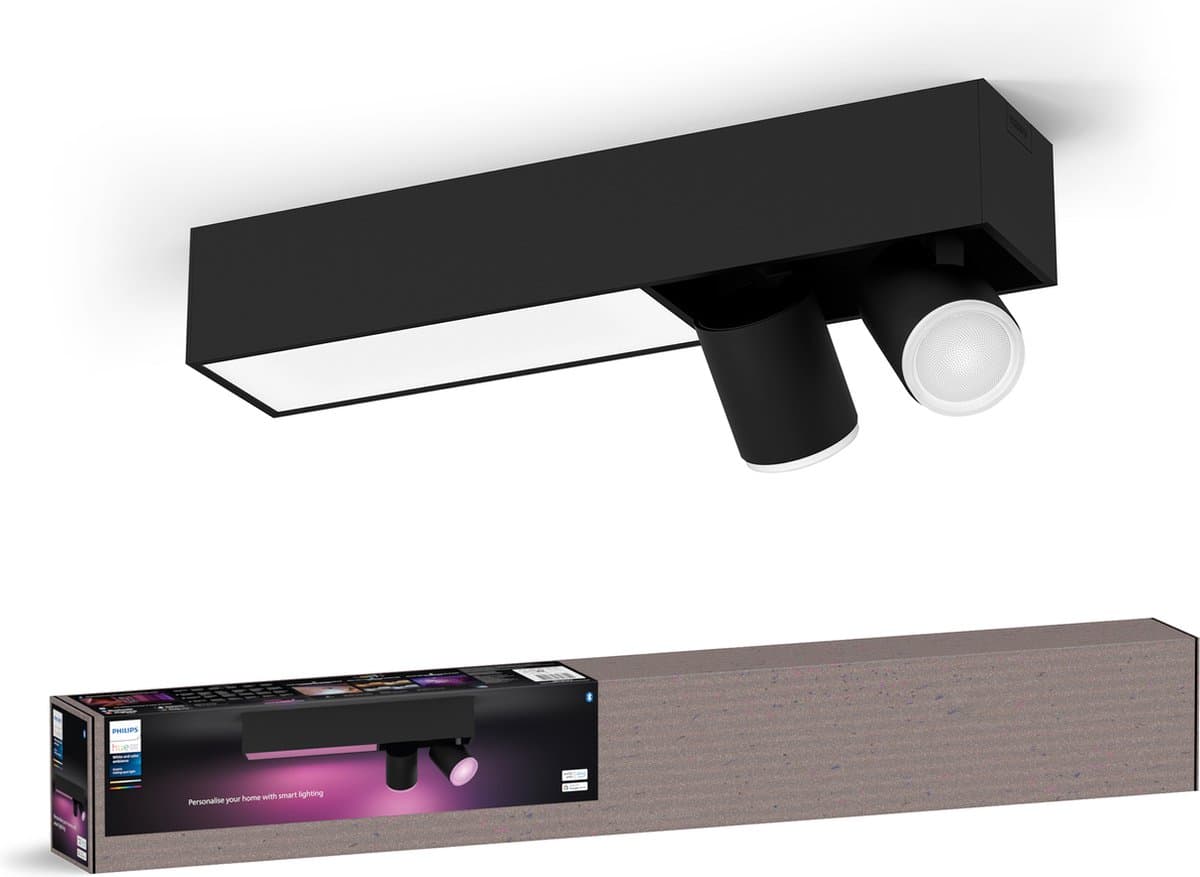 Philips Hue Centris Opbouwspot White and Color - Zwart - Rechthoek - 2-Spots