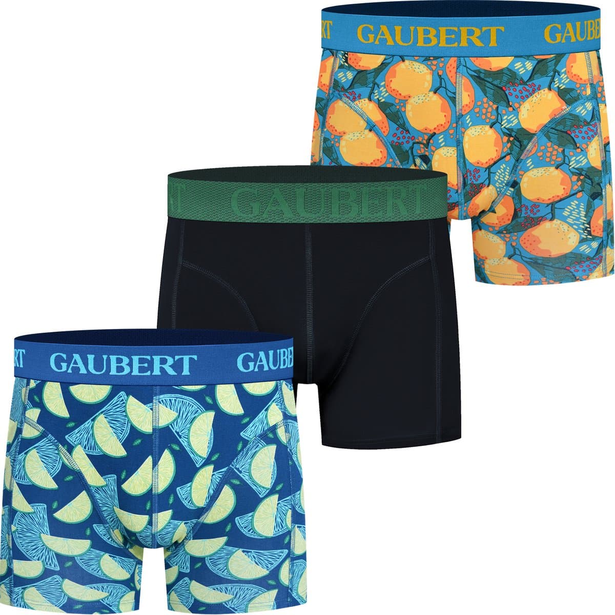 Heren Bamboe Boxershorts - 3-Pack - Zwart - Blauw - Citroen Limoen Print - Maat XL - Bamboe Ondergoed