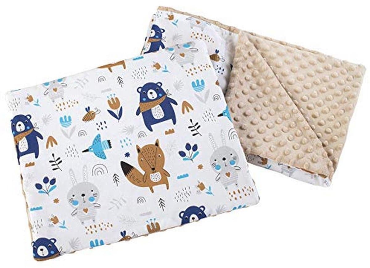 Babydeken en Kruik met Kussen - 100% Katoen Minky - Multifunctionele Kinderdeken 55 x 75 cm + 35 x 30 cm voor Kinderwagen en Wieg
