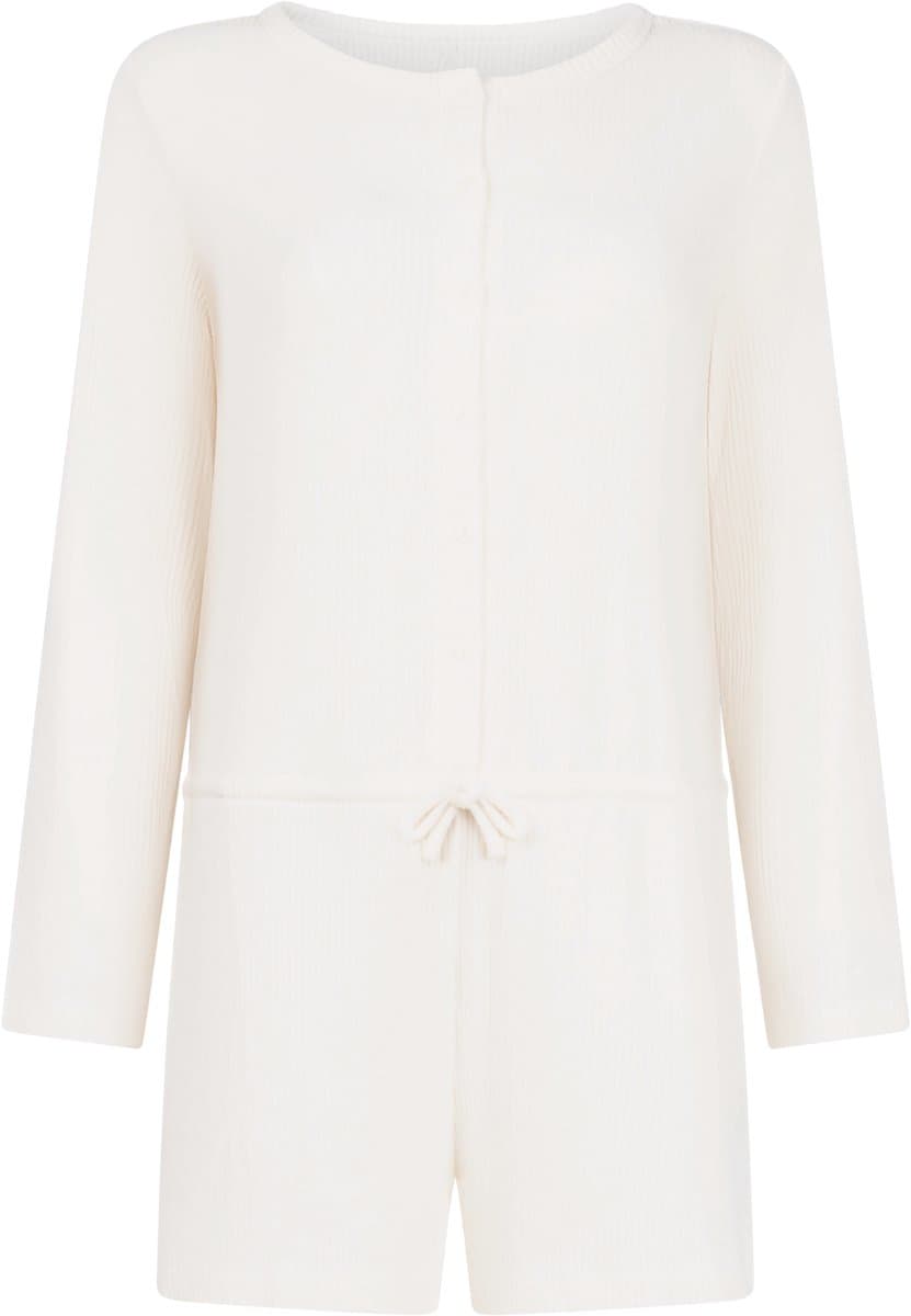 Hunkemöller Korte geribde jersey onesie Wit