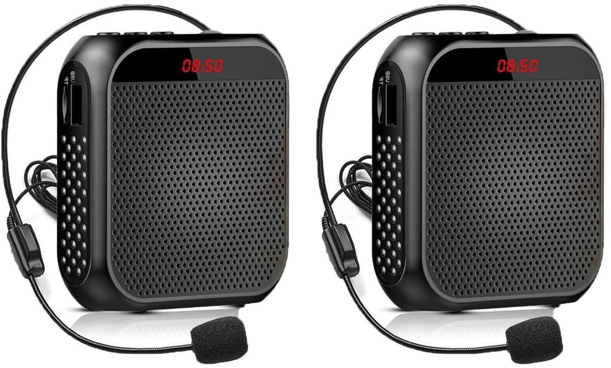 2 stuks Draadloze megafoon - met microfoon - oplaadbaar - draagbare luidspreker - polsbandontwerp - 2200mAh batterij - mini draadloze megafoon - geschikt voor trainers, docenten en gidsen