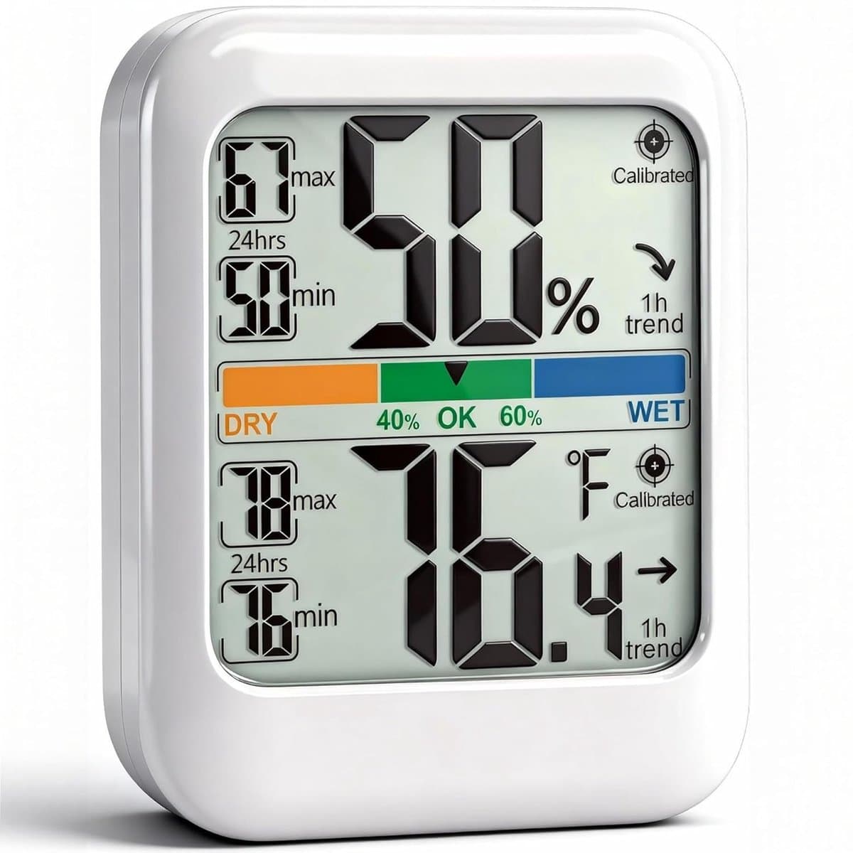 Kamerthermometer Vochtigheidsmeter - Temperatuur Sensor - Binnenklimaat Monitoren - Max Min Registratie - 6.6 x 6.6 x 7.7 cm