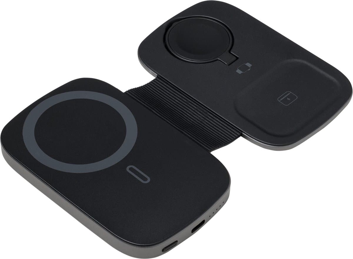 Scapade Magnetische 3-in-1 Powerbank (5.000mAh/15W) – Compact en Klikt Vast voor Stabiel Opladen – Compatibel met iPhone, AirPods en Apple Watch – Capaciteit van 5.000mAh voor Betrouwbare Dagelijkse Oplaadbeurten - Zwart
