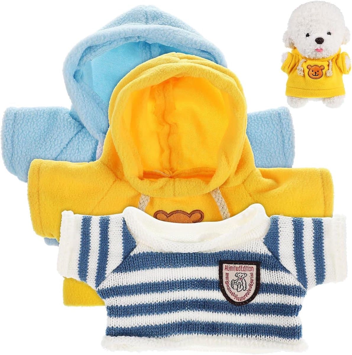 Kledingset Knuffels - Trui Outfit Set - Speelgoed Aankleden - Rekbaar Garen Materiaal - 25x22.5x1cm - Diverse Kleuren