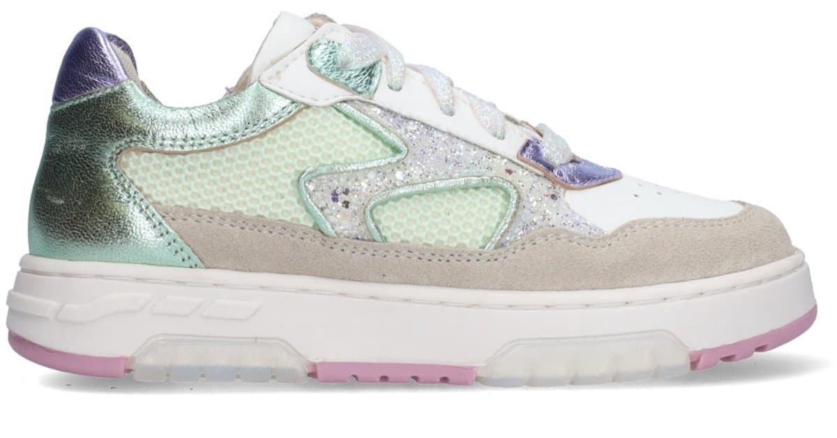 Braqeez 426177-403 Meisjes Lage Sneakers - Groen - Leer - Veters