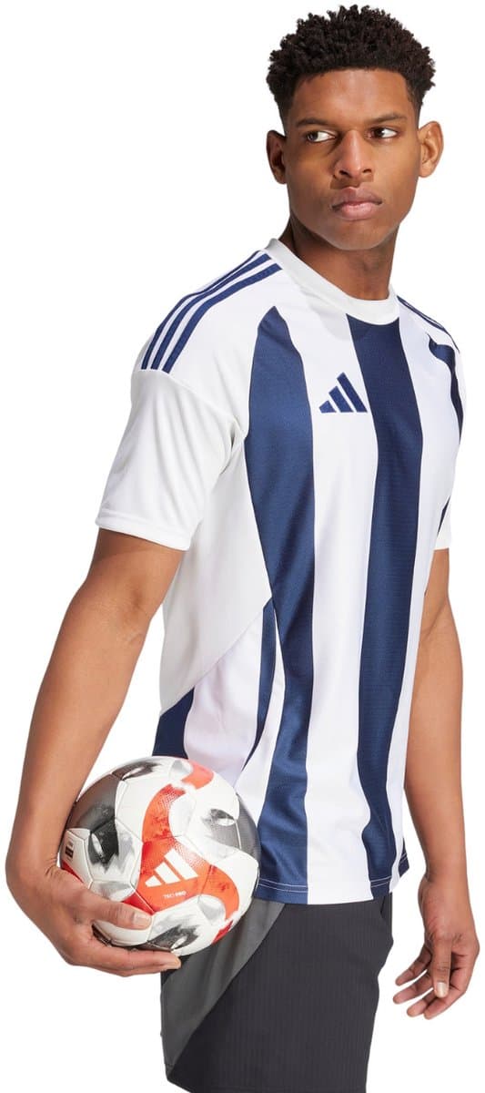 adidas T-shirt Heren Striped 24 Jersey Wit-Blauw - Maat XL