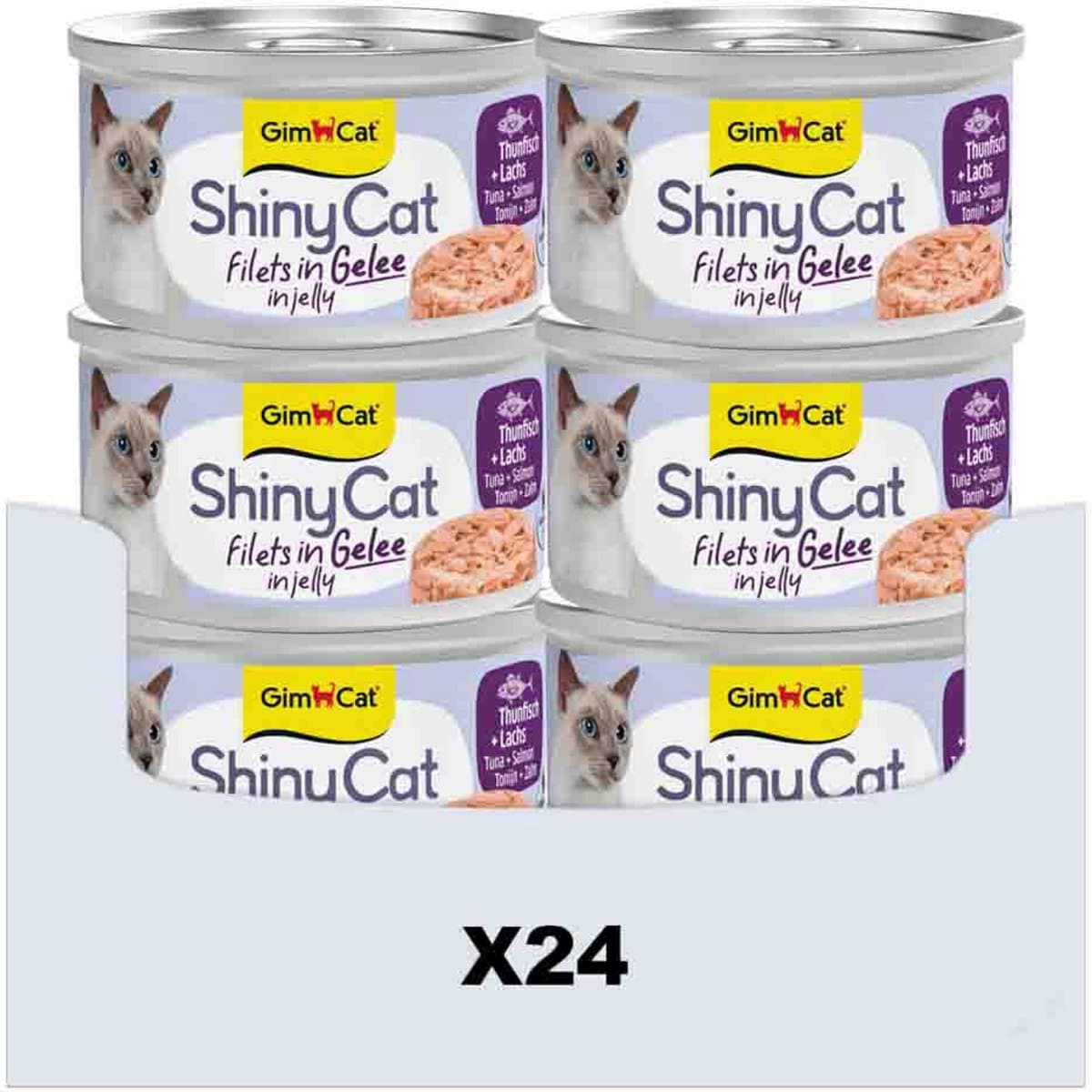 24 x 70 g - GimCat ShinyCat Filets in jelly tonijn + zalm