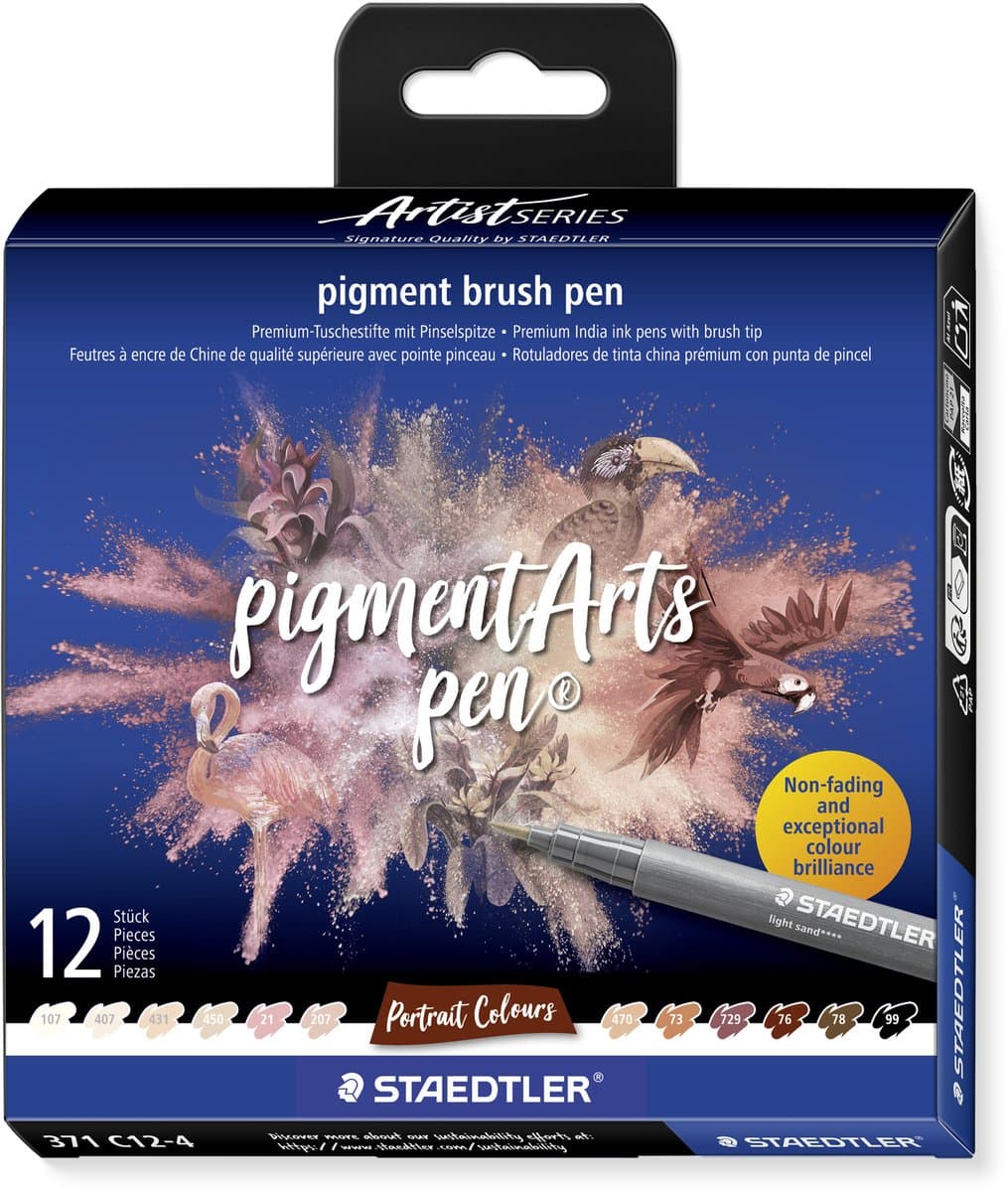 Staedtler Pigment Arts Pen Portrait Colours viltstift Meerkleurig 12 stuk(s)