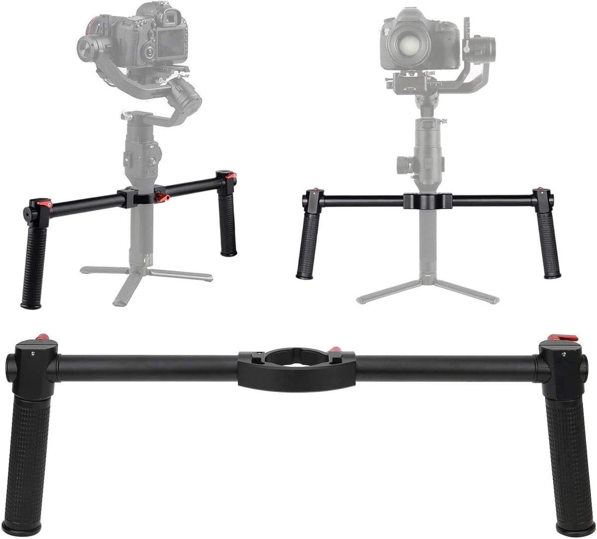 Allecto Plus - Dubbele Handgreep Stabilisator voor Stabilizer - Lichtgewicht Aluminium Legering Handvat met Koudeschoen voor Monitoren Bevestigen