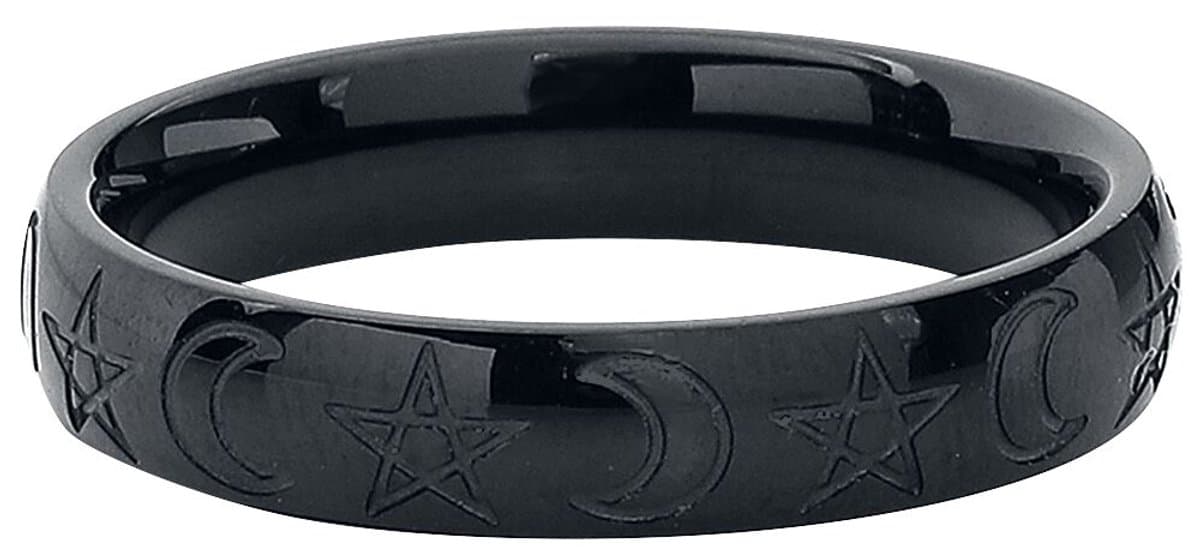 etNox Mond und Pentagramm Unisex Ring - zwart - 56