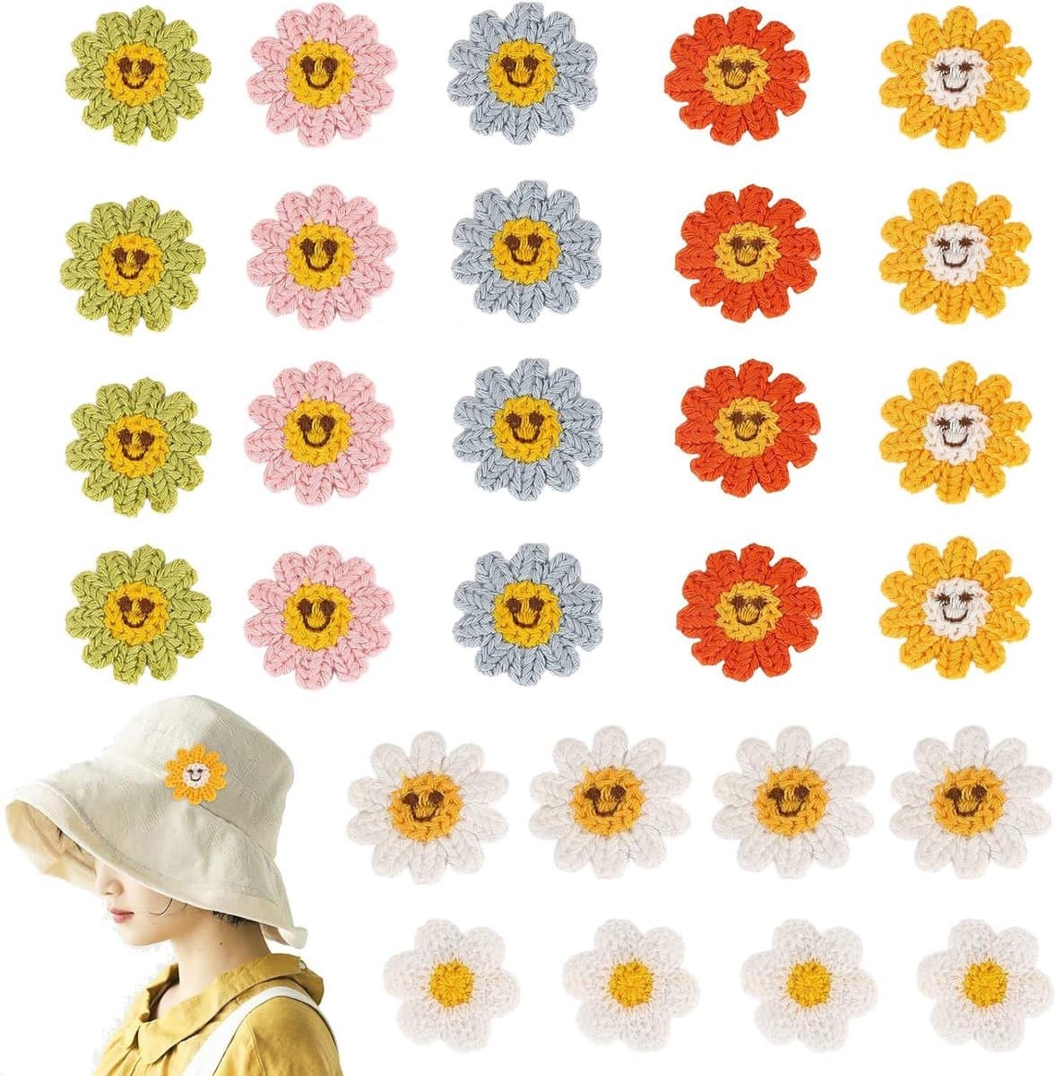 ByShane - Zonnebloem en Madeliefjes Patch Set - 28 Stuks - Voor Kleding Herstel en DIY Decoratie - Jeans en Tas Versiering