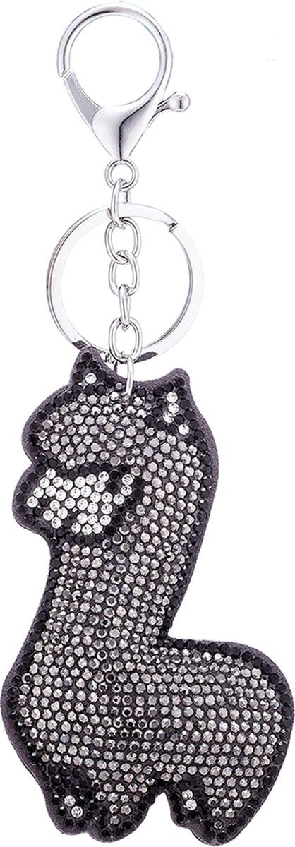 Juleeze Sleutelhanger Zwart Metaal Alpaca Sleutelhanger met Koord