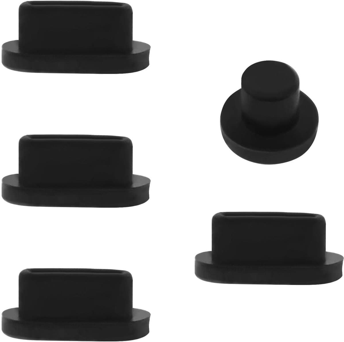 Dailygoods - Stofstekkers - 5 Stuks - Siliconen - Zwart - Compatibel met MacBook Air en Pro - Bescherming tegen stof en vuil