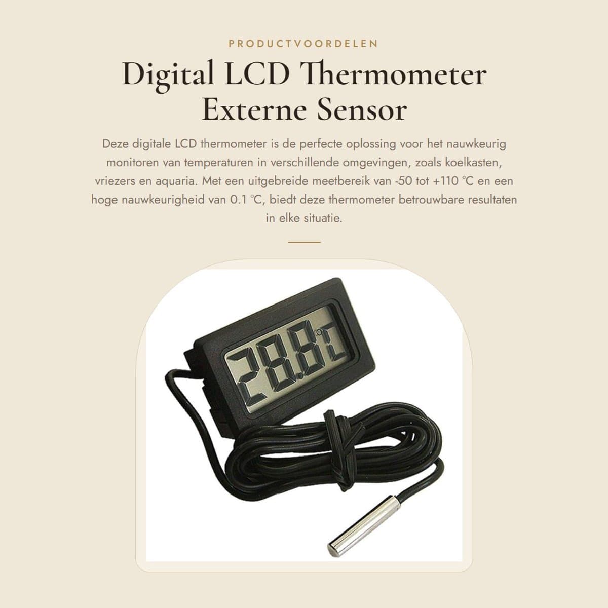 Dailygoods - Digital LCD Thermometer - Externe Sensor - Nauwkeurige metingen - Voor Koelkast en Vriezer - Geschikt voor Aquariums - Betrouwbare temper...