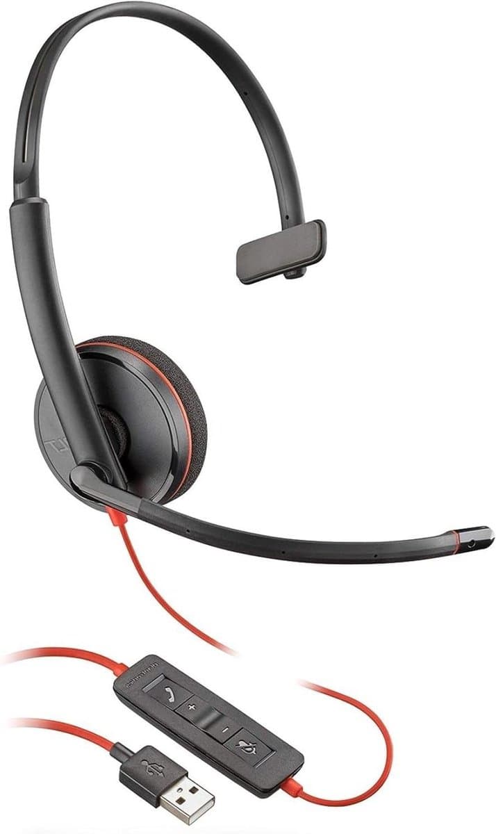Bedrade Headset - Hoofdband Headset Kantoor - Bellen en Communicatie - Microfoon met ruisonderdrukking - USB-A - Zwart