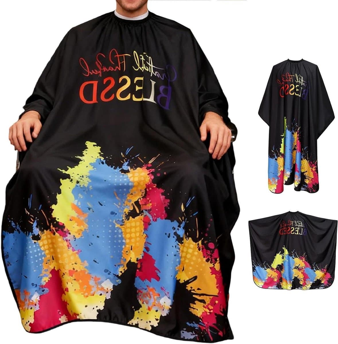Kapmantel met sluiting - Kappersschort stylingcape - Haarverzorging en styling - Verstelbare pasvorm - 140 x 160 cm - Zwart