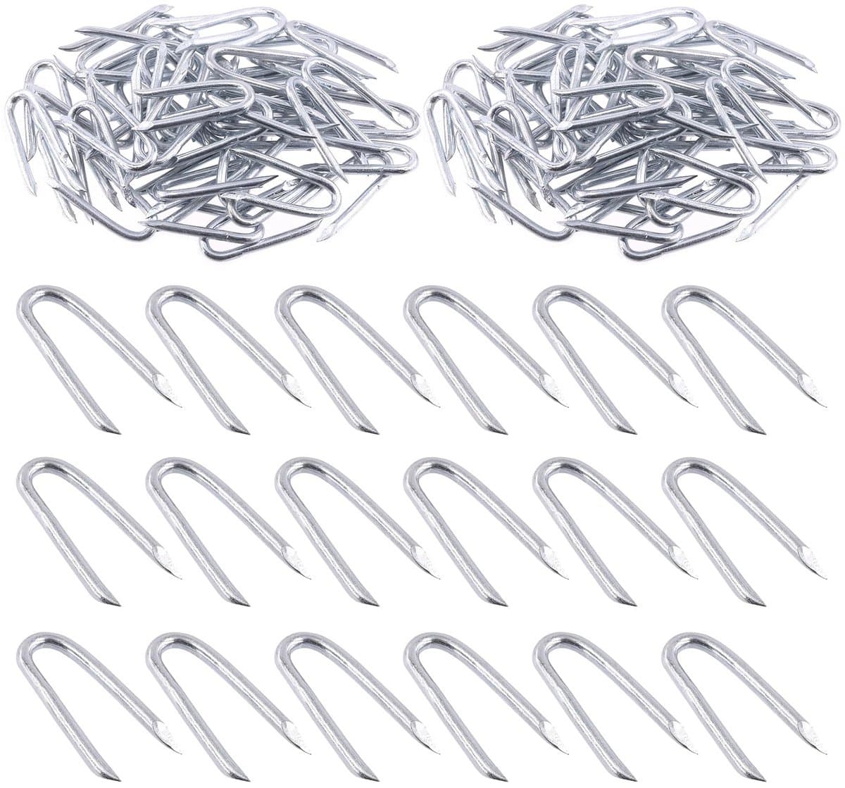 200 Stks 3/2 "- 0.16 "× 1.57" Staaldraad Nietjes, Beton Metaaldraad Draaien Hek Tool, Hek Nietjes Nagels, U-vormige Nagels voor Schermen, Wire Mesh en Geweven Schermen
