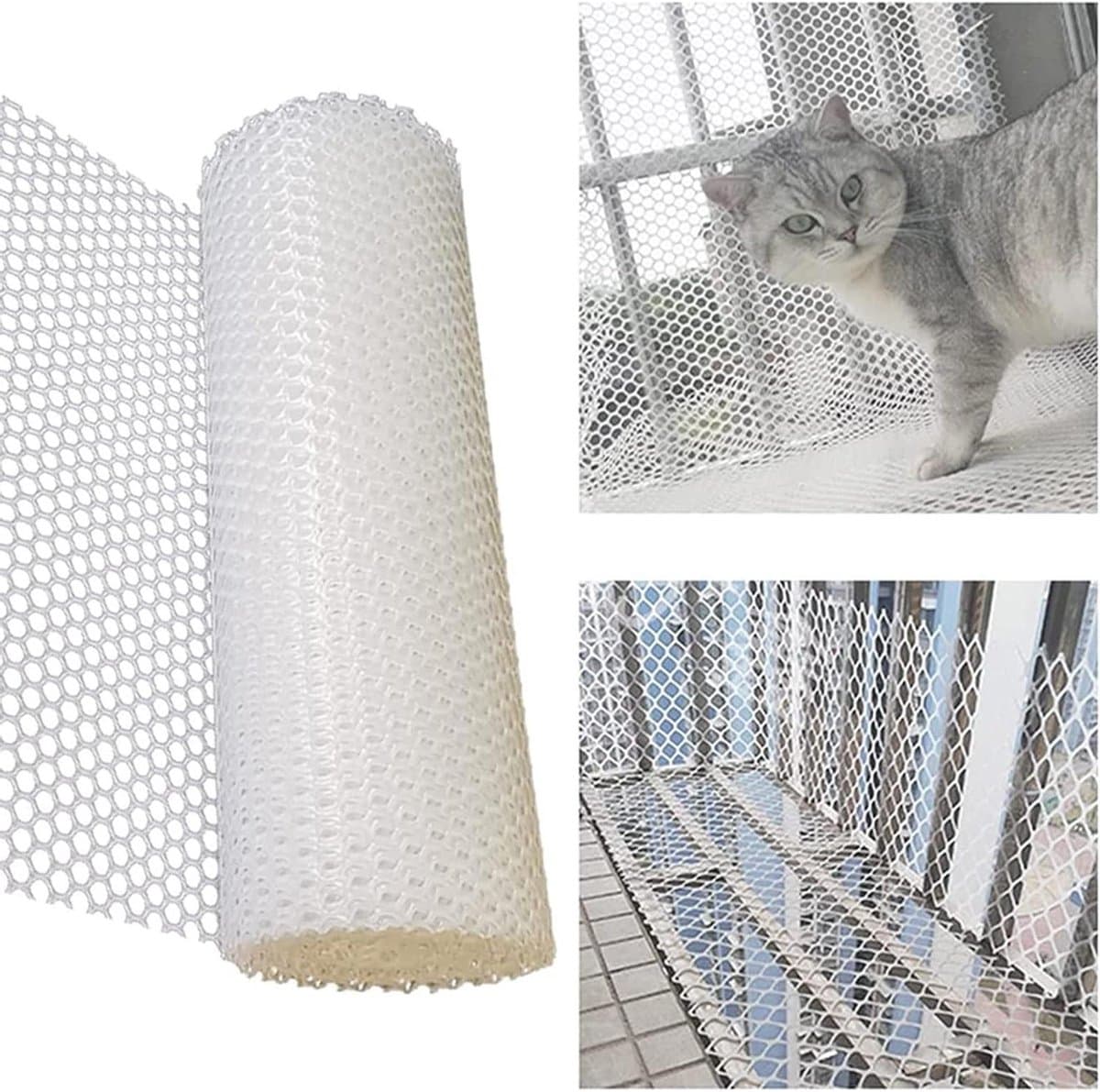 Veiligheidsnet Kat - Balkonnet Kinderen - Voorkomt Vallen - Scheurvast Polyethyleen - 1.8 cm Mesh - Wit