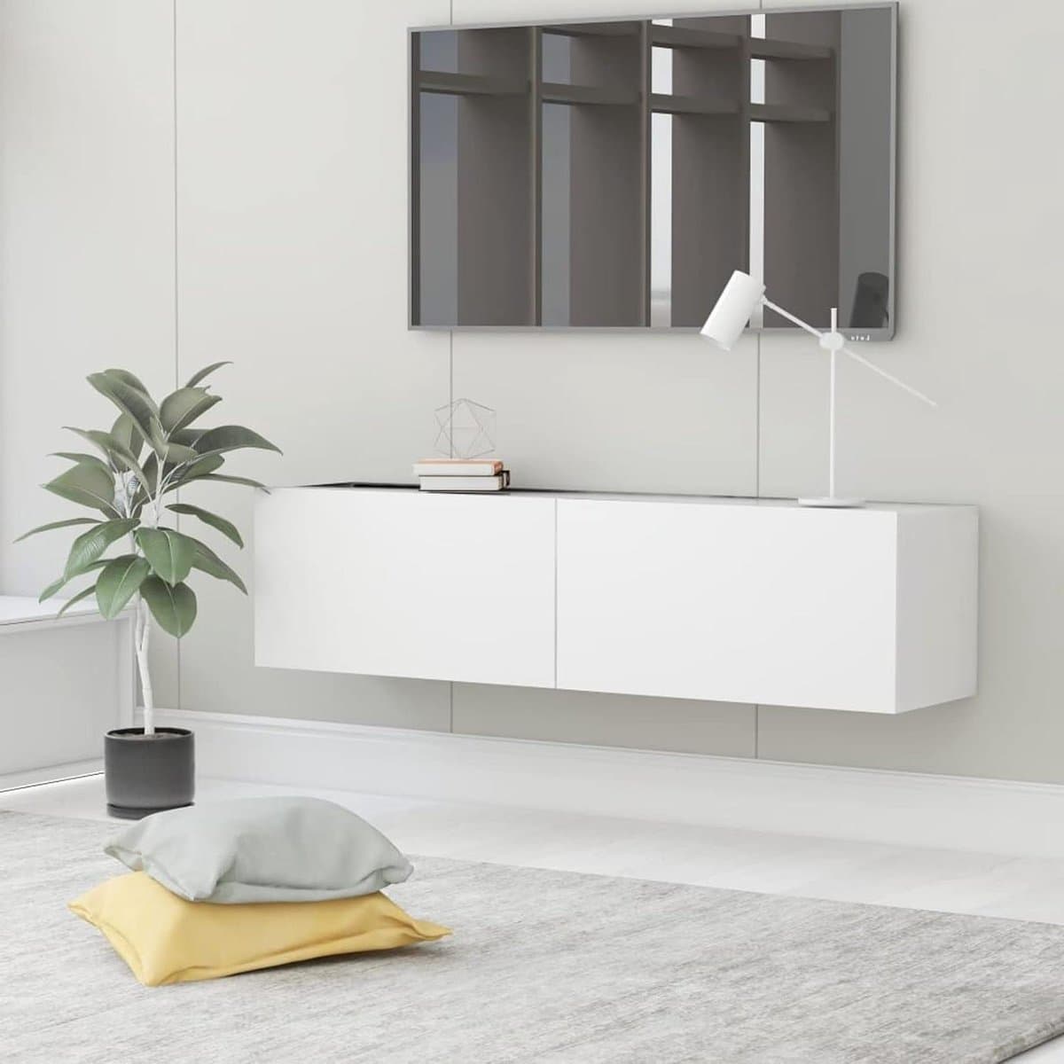 TV Meubel - TV Kast - Opbergen Media - Wandmontage - 120x30x30cm - Wit