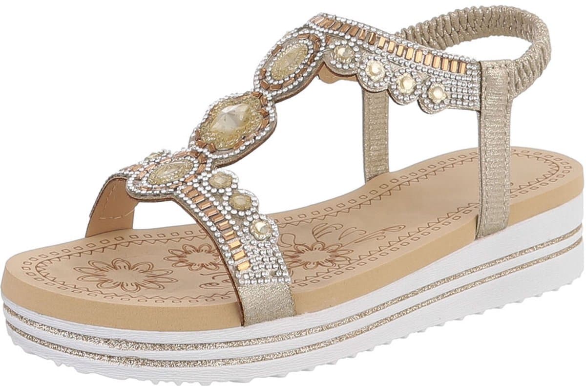 Dames sandalen met strass en plateauzool Mt:37