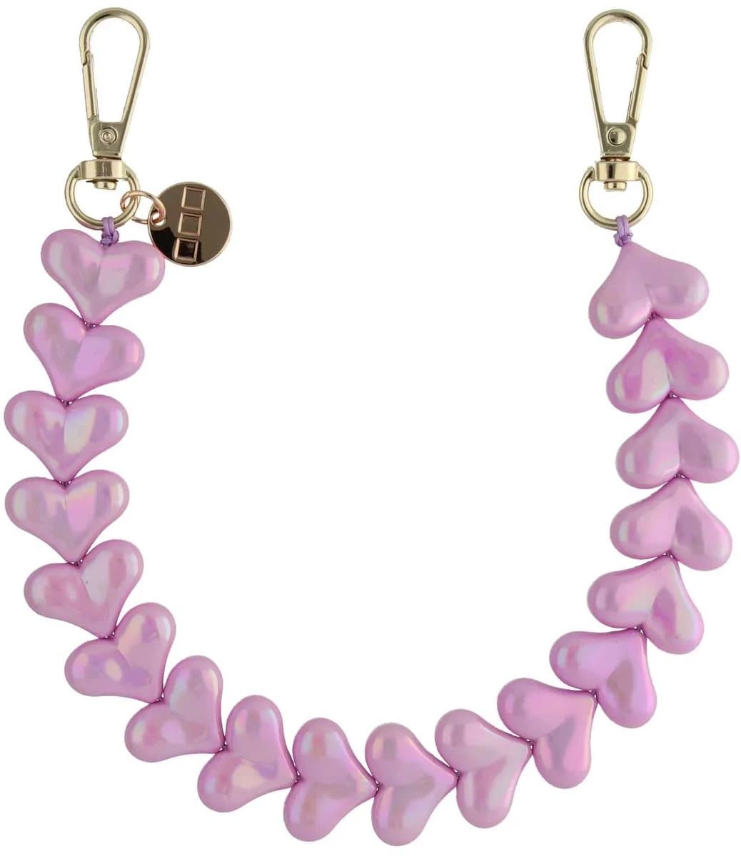 123watches Telefoonkoord Heart - lila - goud - Geschikt voor iPhone en andere smartphones