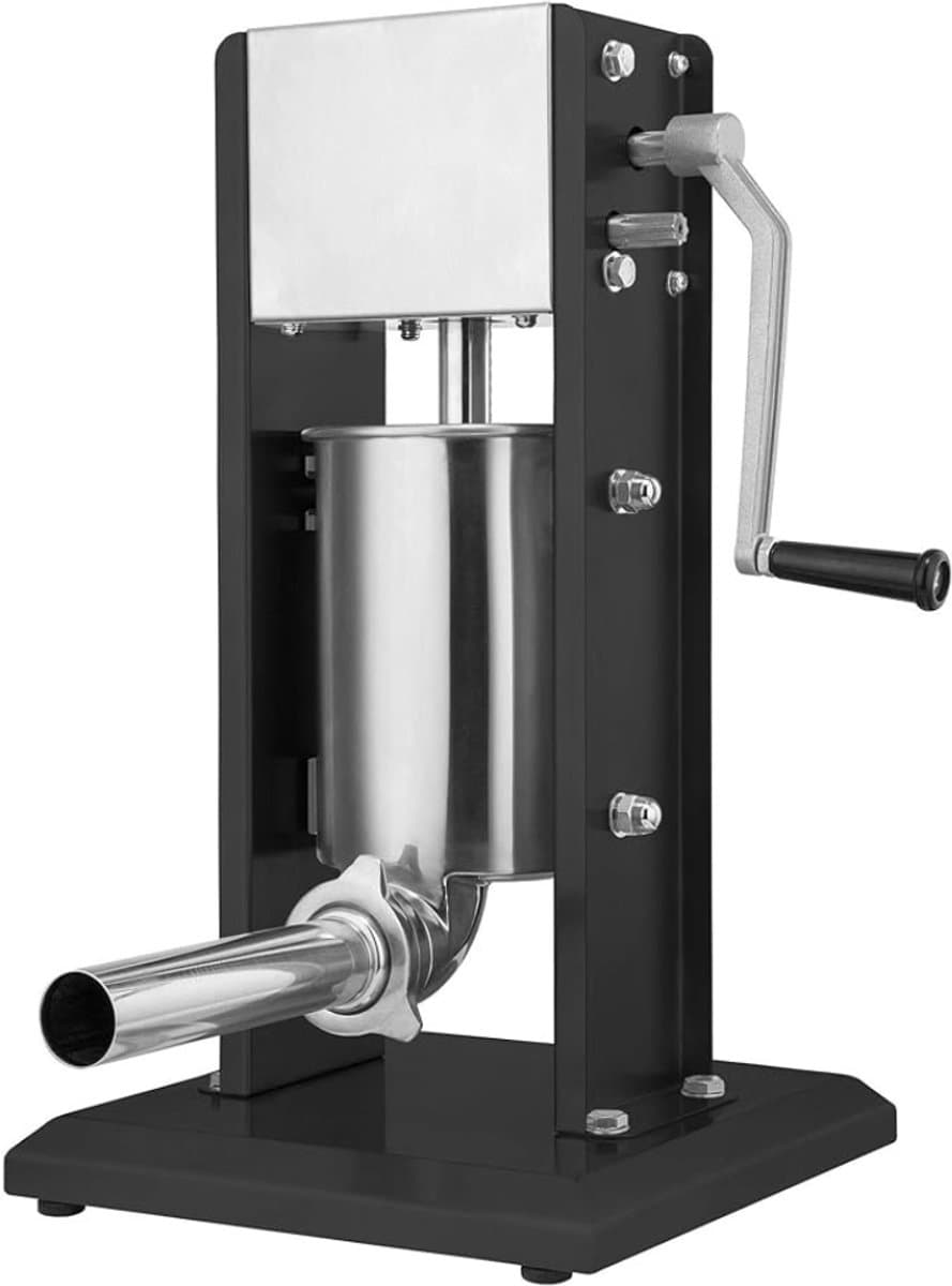 QUOVO® Worstenvuller - Handmatige Worstenmaker - Worstenvul Machine Roestvrijstaal – Professionele Worstmachine – Vleesmolen– Vulmachine – 3 liter - Zwart - 30cm x 30cm x 76cm