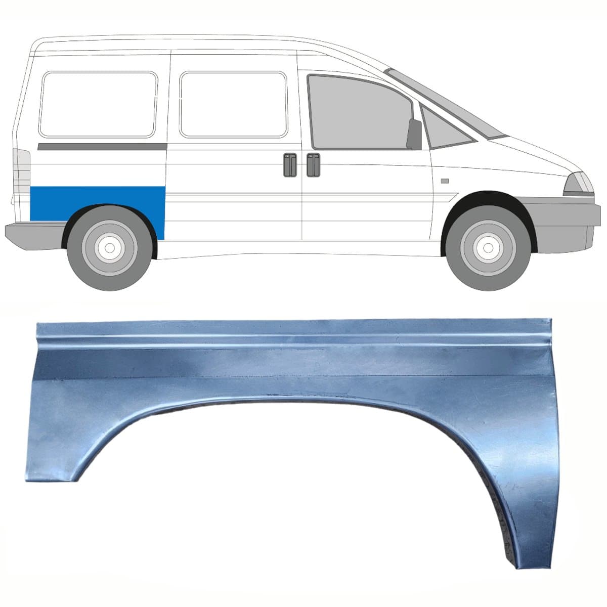 Reparatiepaneel achterspatbord voor Citroen Jumpy 1994-2007 / Rechts