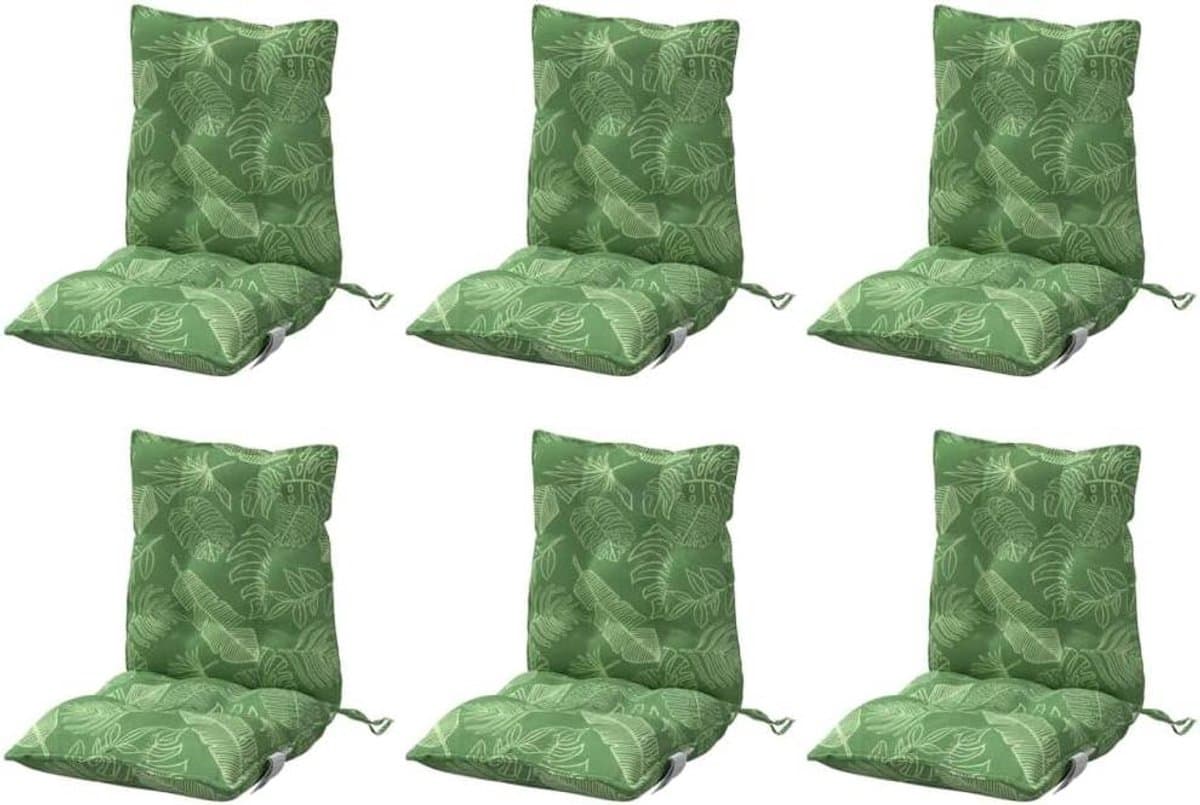 Stoelkussens Lage Rug - Tuinkussens Zitkussens - Buiten Zitten - Oxford Stof - 6 stuks - Bladpatroon