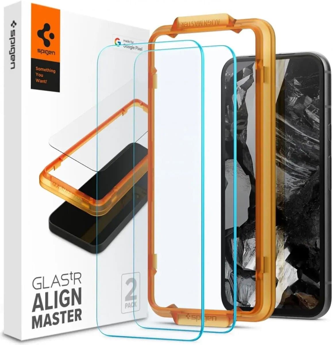 Spigen AlignMaster Geschikt voor Google Pixel 8A - 9H Tempered Glass Screen Protector - Case Friendly - Gemakkelijke Installatie - 2-Pack
