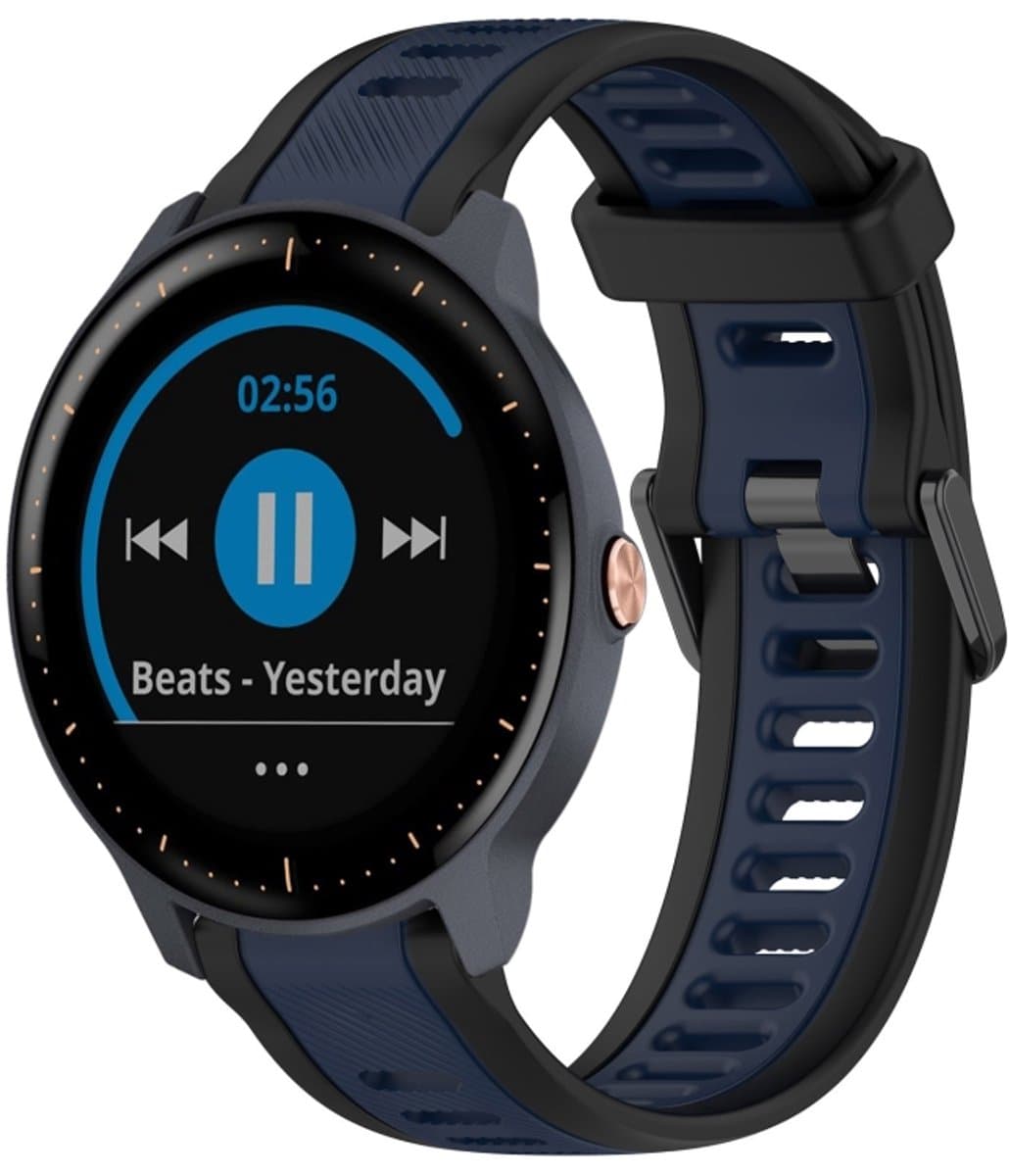 Voor Garmin Vivoactive3 Music 20 mm tweekleurige siliconen horlogeband met textuur (middernachtblauw + zwart)