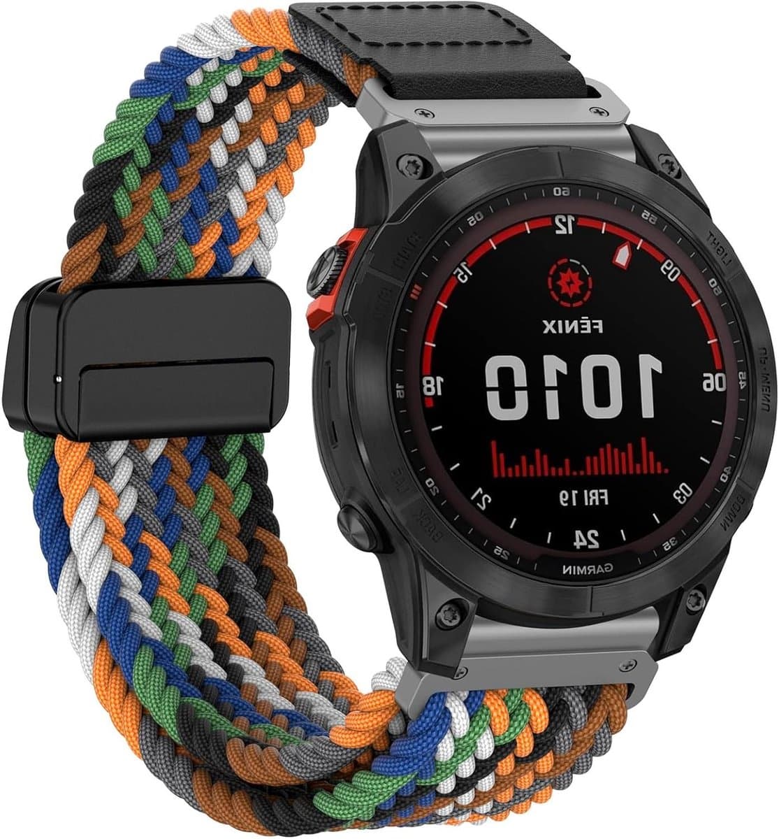 Nylon Band Garmin Fenix - Armband Horloge - Sporten en Dagelijks - Elastisch en Magnetisch - 22 mm - Zwart