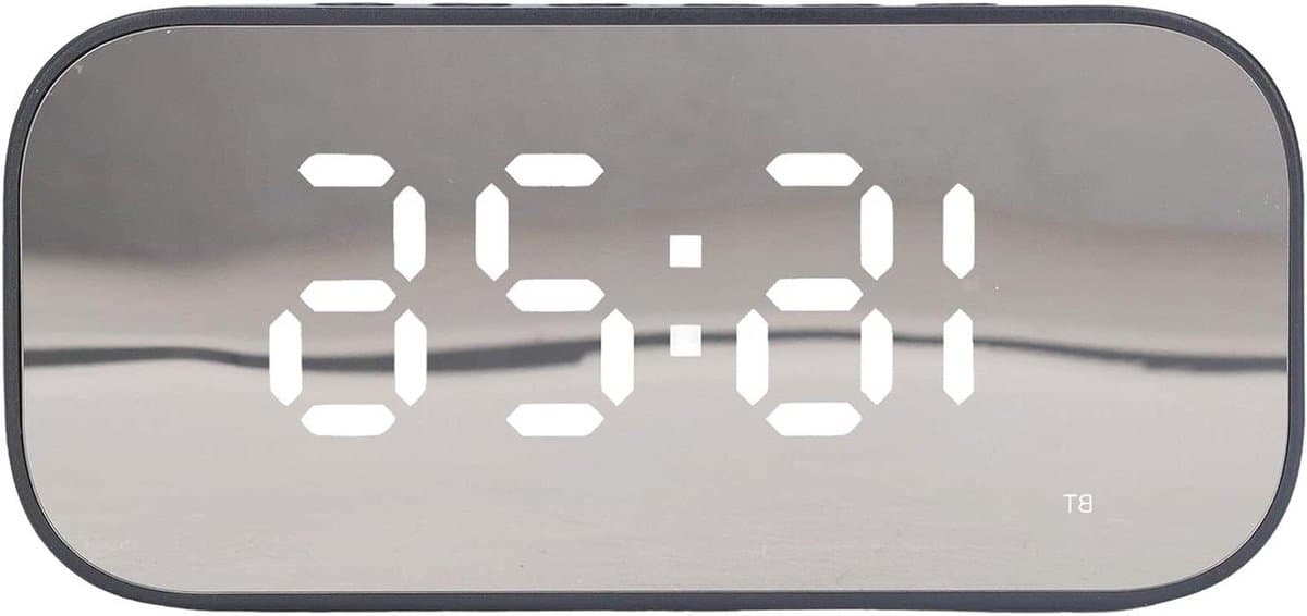 LED Wekkerradio - Digitale Klok Speaker - Wakker Worden - 3 Niveau Helderheid - 14.5 cm breed - Zwart