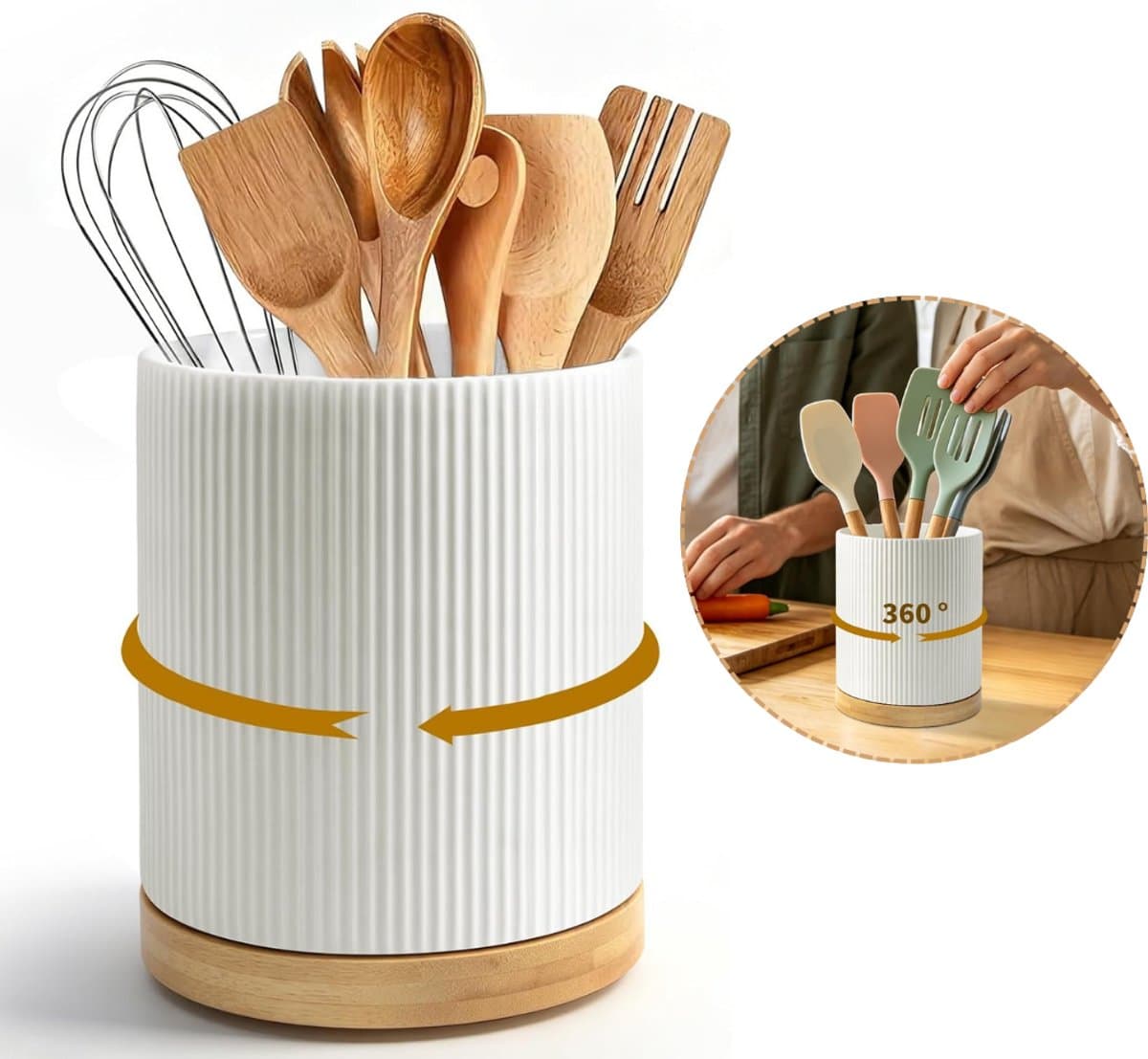CRLYN® Keukengerei Houder - Spatelpot - Lepelpot - Keukengerei - Wit